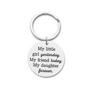 Daughter Keychain Gift from Father Mother for Bride Adult Daughter Little Girl Birthday Wedding Valentine Day Graduation Christmas Dad Mom Gifts for Women Teen Teenage Key Ring Jewelry