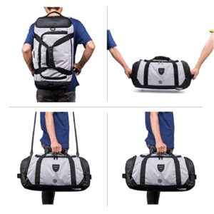 Gym Duffle Bag Backpack Waterproof Sports Duffel Bags Travel Weekender Bag for Men Women Overnight Bag with Shoes Compartment Grey