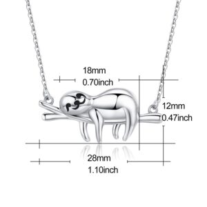 JUSTKIDSTOY Mother's Day Gifts Sloth Necklace for Women Sterling Silver “Slow Down Be Happy” Sloth Pendant Necklace Cute Animal Jewelry Gifts for Daughter