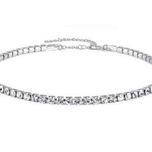 EFTOM 1 Row Silver Rhinestone Choker Necklace Diamond Necklaces for Women