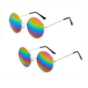 PENTA ANGEL 2Pcs Colored Round Retro Sunglasses