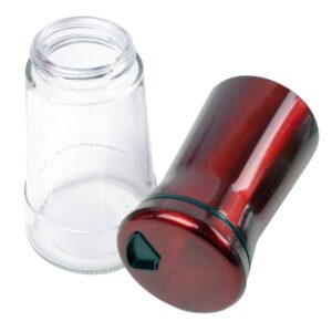 Pepper & Salt Shakers Stainless Steel Cover Glass Bottom With Rotating Adjustable Cover - Spice Sugar Shakers (Metallic Red)