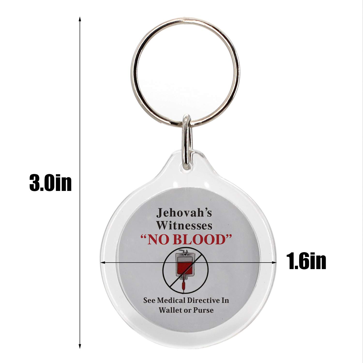 TONOS Jw.org No Blood Double Sided Key Chain for Jehovah's Witnesses-Round-20 Pack