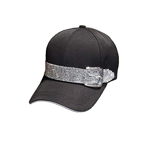 Happyera Baseball Cap Sun Hats Casual Sport Cap with Bling Rhinestone Decor - Black