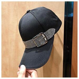 Happyera Baseball Cap Sun Hats Casual Sport Cap with Bling Rhinestone Decor - Black