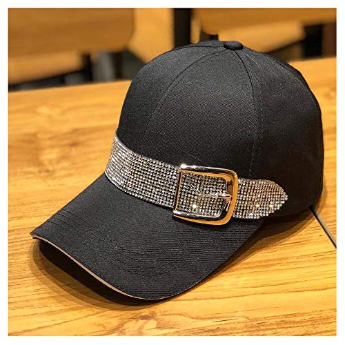 Happyera Baseball Cap Sun Hats Casual Sport Cap with Bling Rhinestone Decor - Black