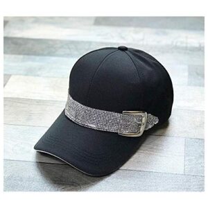 Happyera Baseball Cap Sun Hats Casual Sport Cap with Bling Rhinestone Decor - Black