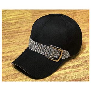 Happyera Baseball Cap Sun Hats Casual Sport Cap with Bling Rhinestone Decor - Black