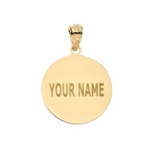 Sports Charm Certified 14k Yellow Gold Personalized Baseball/Softball Pendant with Your Name and Number