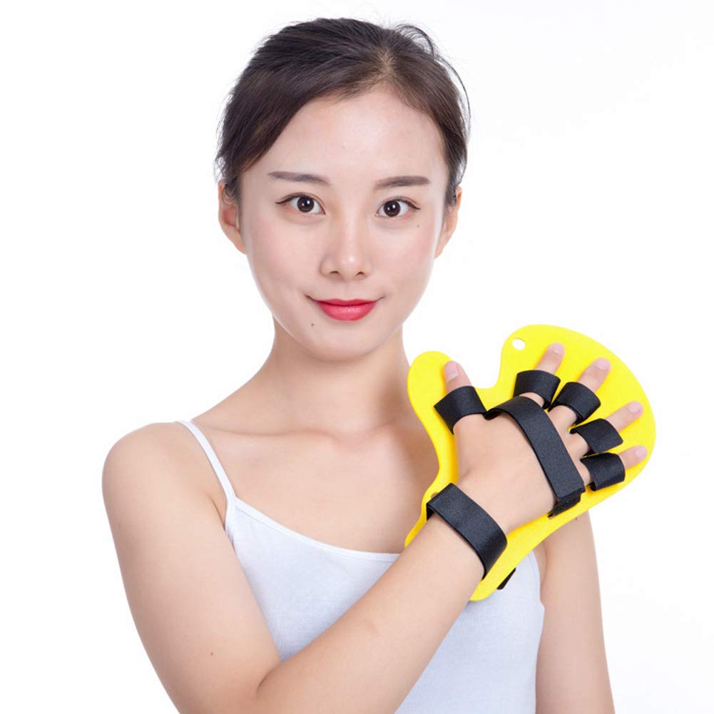 EWINODON Finger Orthotics Fingerboard Training Rehabilitation Device for Hand Dysfunction, Limb Abnormal Tension, Brain Injury Advanced Finger Training Board with Shoulder Belt (Yellow)