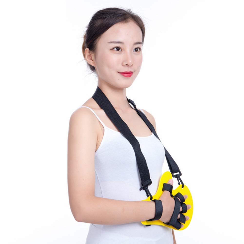 EWINODON Finger Orthotics Fingerboard Training Rehabilitation Device for Hand Dysfunction, Limb Abnormal Tension, Brain Injury Advanced Finger Training Board with Shoulder Belt (Yellow)