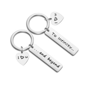 myospark i love you to infinity and beyond keychain set gift for couples family best friends (to infinity and beyond keychain set)