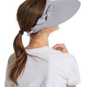 icolor Women Sun Cap Finshing Hats UPF+50 Detachable Face Mask Neck Flap Visor Wide Brim Sun Protection Hiking Hats Light Gray