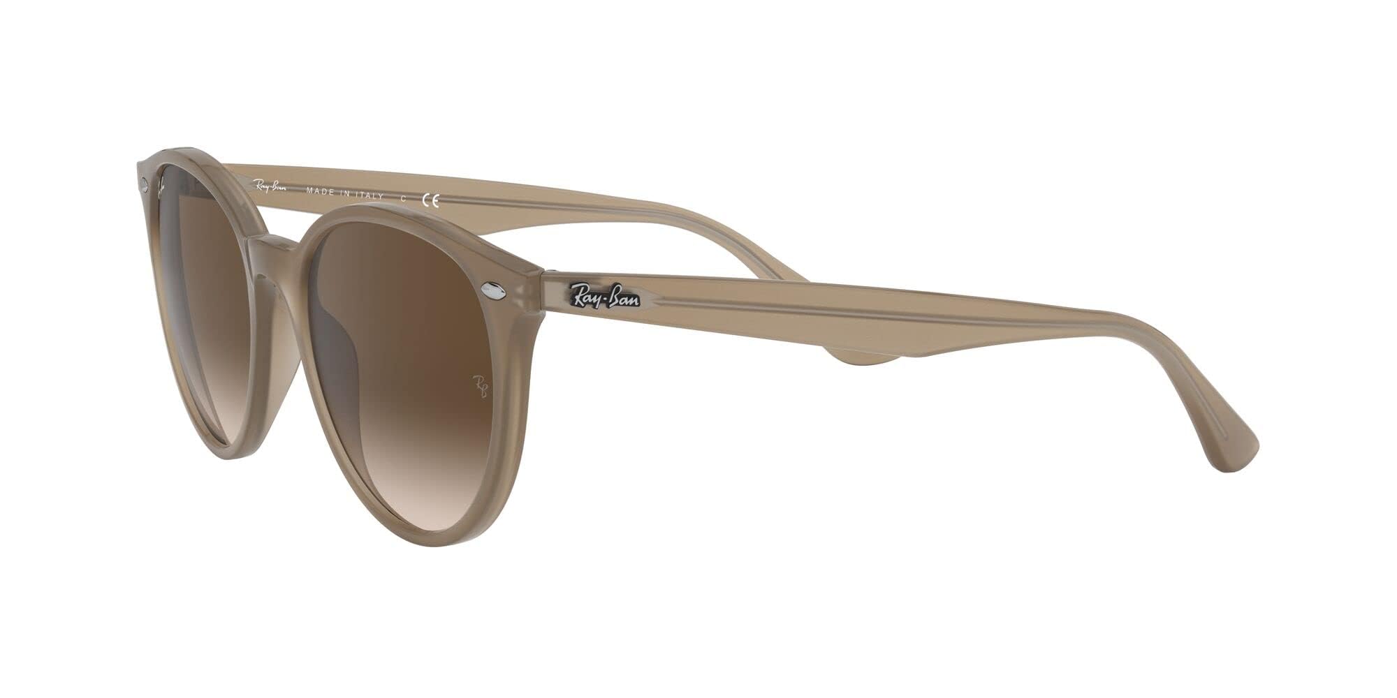 Ray-Ban RB4305 Round Sunglasses, Opal Beige/Brown Gradient, 53 mm