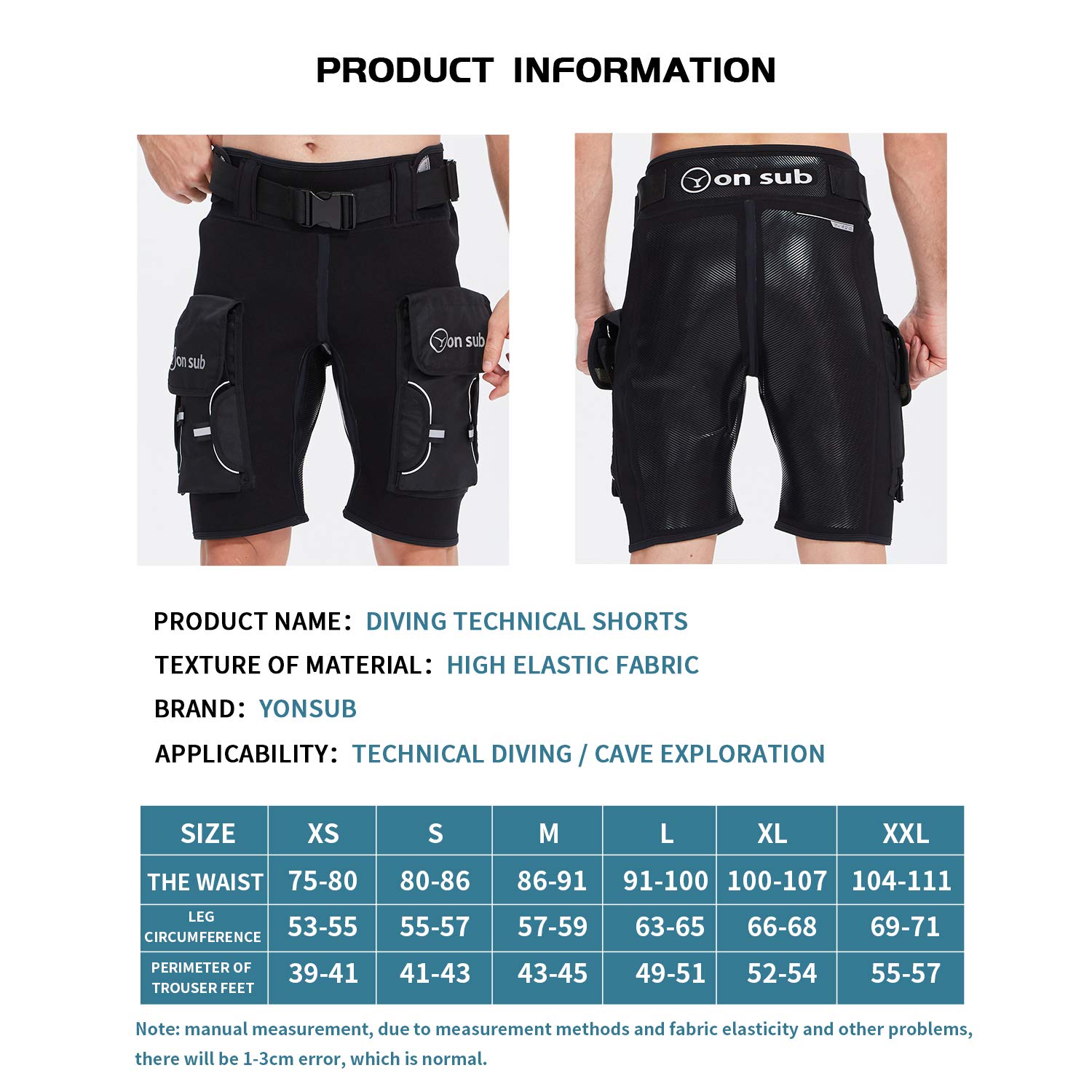 yonsub Diving Wetsuit Shorts Neoprene Men Submersible D Ring Short Pants Mens Rubber Printed Technical Surf Snorkeling Equipment