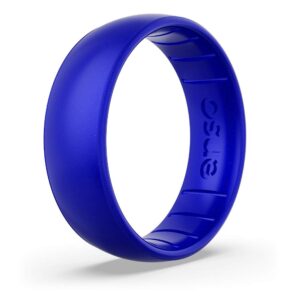 Enso Rings Classic Birthstone Silicone Ring – Unisex Wedding Engagement Band – Comfortable Breathable Band – 6.6mm Wide, 1.75mm Thick (Sapphire, 10)