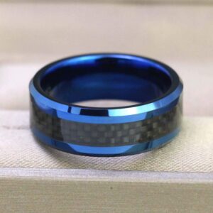 ringheart 2 Rings His and Hers Couple Rings Bridal Sets Black Gold Filled Blue Cz Womens Wedding Ring Sets Man Tungsten Carbide Ring Band