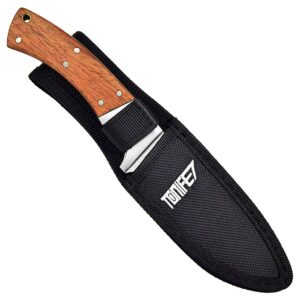 TONIFE NorthStar Full Tang Fixed Blade Hunting Knife with Natural Rosewood Handle and Nylon Sheath