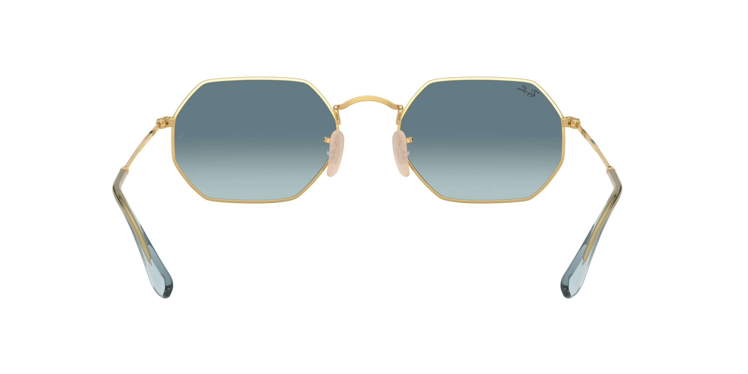 Ray-Ban RB3556N Octagonal Flat Lens Sunglasses, Gold/Blue Gradient Grey, 53 mm