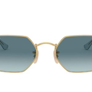 Ray-Ban RB3556N Octagonal Flat Lens Sunglasses, Gold/Blue Gradient Grey, 53 mm