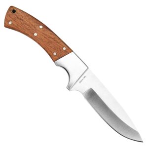 TONIFE NorthStar Full Tang Fixed Blade Hunting Knife with Natural Rosewood Handle and Nylon Sheath