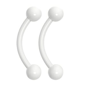 2pc 16g white dental-grade acrylic curved barbell 3mm ball eyebrow belly bar lip tragus ring piercing jewelry - 8mm