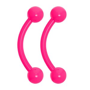 2pc 16g pink dental-grade acrylic curved barbell 3mm ball eyebrow belly bar lip tragus ring piercing jewelry - 8mm