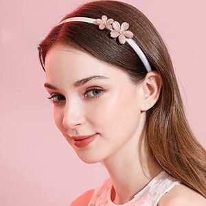 Suyegirl 20 PCS 1 CM White Plain Satin Headbands Fabric Hard Head Bands Solid Color White Hoop DIY Craft Hairbands Hair Pieces for Women Girls