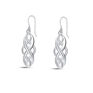 HN Irish Celtic Knot Sterling Silver Dangle Drop Earrings 925 Sterling Silver Good Luck Celtic Knot Earrings