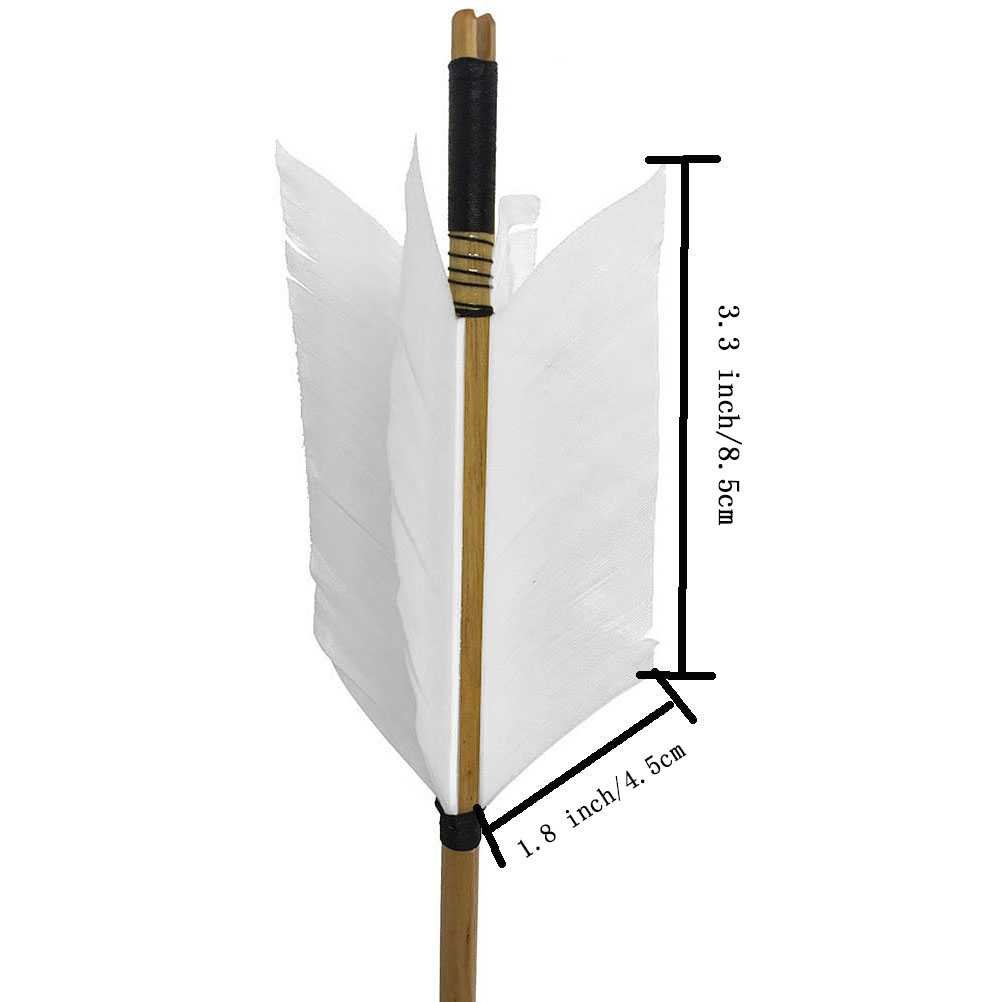 PG1ARCHERY Archery Target Flu-Flu Arrows, 6 Pack Traditional Wooden Arrow 4 Feathers Fletching for Practice Targeting Hunting White 2