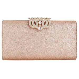 Women Sparkling Clutches Purse Rhinestone Evening Box Clutch Bag for Wedding Party (Pink)