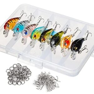 DONQL Crankbaits Fishing Lure Set Minnow Baits Kit Wobbler Topwater Lures with Hooks Hard Popper Lures for Saltwater Freshwater Trout Bass Perch Salmon Fishing (Type 1-4.5 cm / 4g)