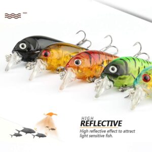 DONQL Crankbaits Fishing Lure Set Minnow Baits Kit Wobbler Topwater Lures with Hooks Hard Popper Lures for Saltwater Freshwater Trout Bass Perch Salmon Fishing (Type 1-4.5 cm / 4g)