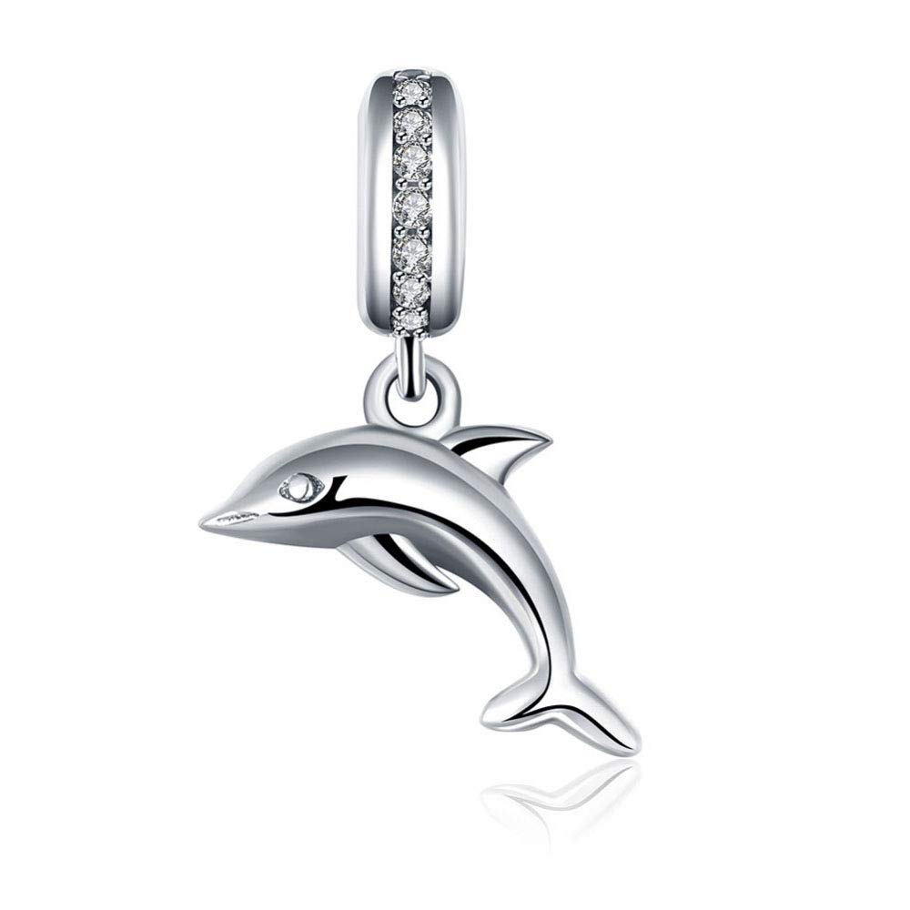 MiniJewelry Ocean Dolphin Charm fits Pandora Moments Bracelets Women Sterling Silver Dangle Bead