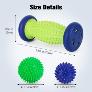 Plantar Fasciitis Roller Foot Massage Ball-Foot Ball Roller Massager Set,Massage Balls and Foot Roller for Plantar Fasciitis Relief | Trigger Point Therapy(1 Foot Massage Roller+2 Spiky Massage Balls)