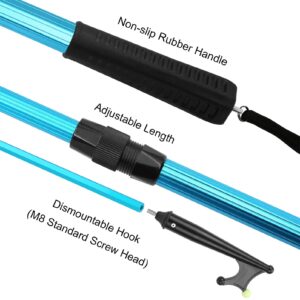 SAN LIKE Telescopic Boat Hook - Floating,Durable,Rust-Resistant with Luminous Bead,Blue Push Pole for Docking Extends from 2.58Ft to 6.66Ft