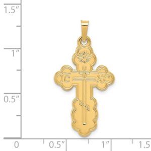 Diamond2Deal 14k Yellow Gold Eastern Orthodox Cross Pendant Fine Jewelry for Women (L- 34 mm, W- 18 mm)