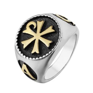 sping jewelry chi-rho ring xp christos titanium steel constantine catholic church sign siget size 7-13