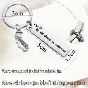 bobauna USA State Map Keychain Long Distance Relationship Gift For Family Best Friends (connected California keychain)