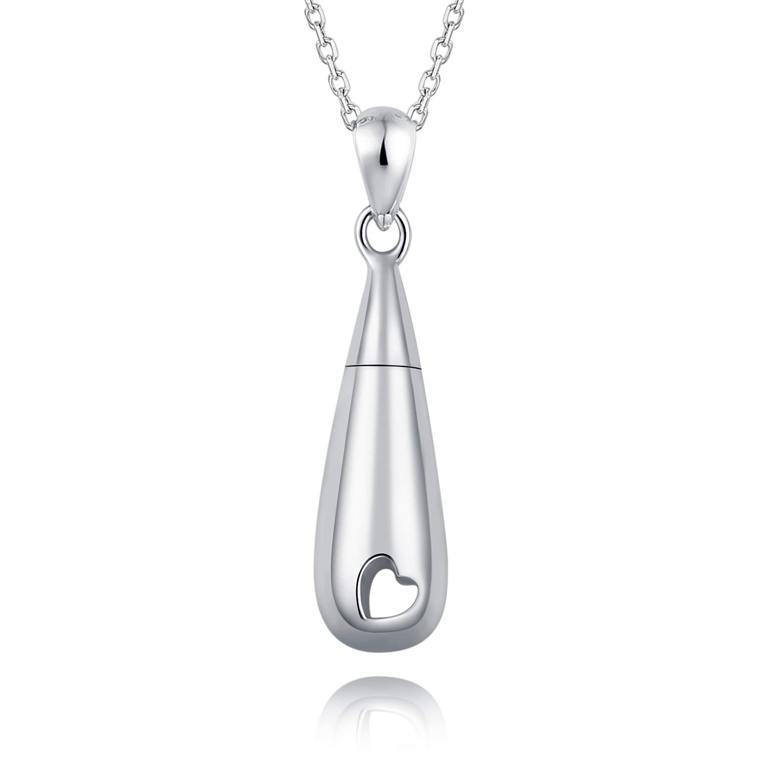 925 Sterling Silver Urn Pendant Necklace Teardrop Cremation Jewelry for Ashes Memorial Keepsake for Women