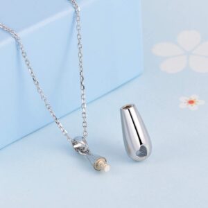 925 Sterling Silver Urn Pendant Necklace Teardrop Cremation Jewelry for Ashes Memorial Keepsake for Women