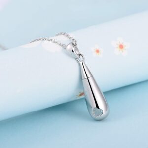 925 Sterling Silver Urn Pendant Necklace Teardrop Cremation Jewelry for Ashes Memorial Keepsake for Women