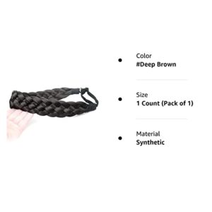 DIGUAN 5 Strands Synthetic Hair Braided Headband Classic Chunky Wide Plaited Braids Elastic Stretch Hairpiece Women Girl Beauty accessory, 56g (#Deep Brown)