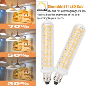 G MGY OLED E11 LED Bulb 9W, LED E11 Dimmable, JD T4 E11 Mini Candelabra Base, 100W 120W Halogen Bulb Replacement, 1100LM, AC120V, for Indoor Decorative Lighting (Warm White 3000k 2-Pack)