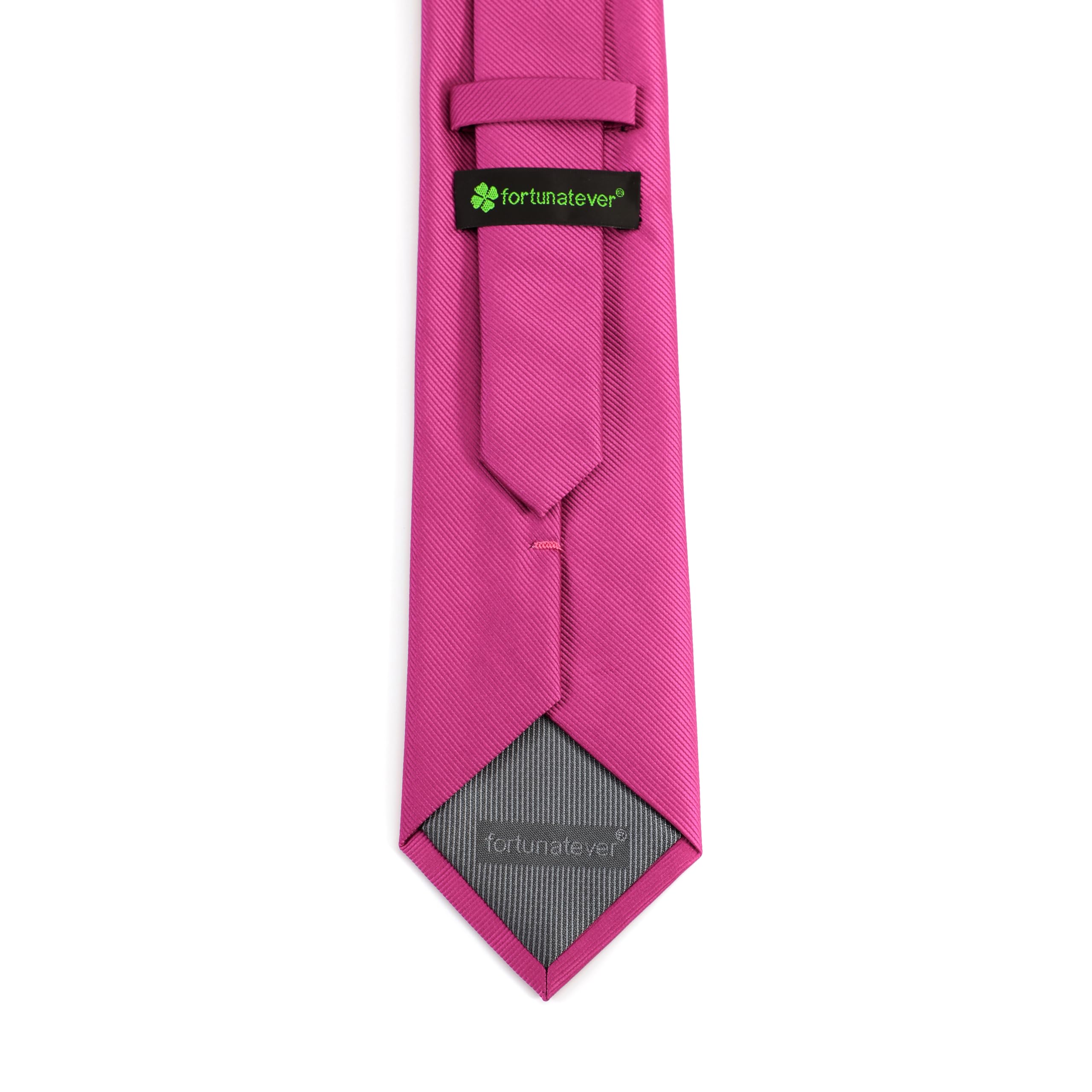 fortunatever Mens Solid Color Tie,Slim&Formal Necktie With Multiple Colors+Pocket Square(2.36''&3.35'') (Magenta Red, 2.36'' Width)