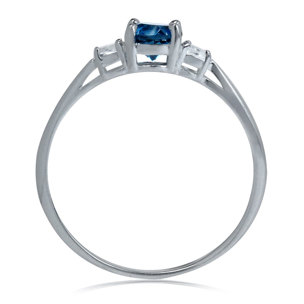 Silvershake Petite Genuine London Blue and White Topaz 925 Sterling Silver Ring Size 10.5