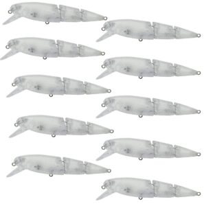 10pcs unpainted swimbait fishing lure body 110mm 13.27g 3sections blank clear hard lures 8075