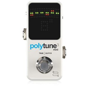 tc electronic polytune 3 mini tiny polyphonic tuner with multiple tuning modes and built-in bonafide buffer, white