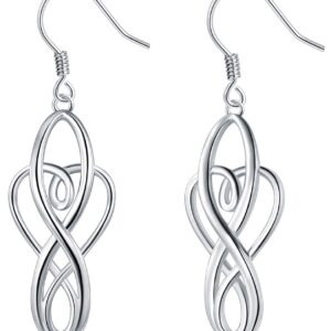 BORUO Sterling Silver Earrings, Celtic Knot Dangle, 925 Metal Type, Good Luck Irish Design for Women