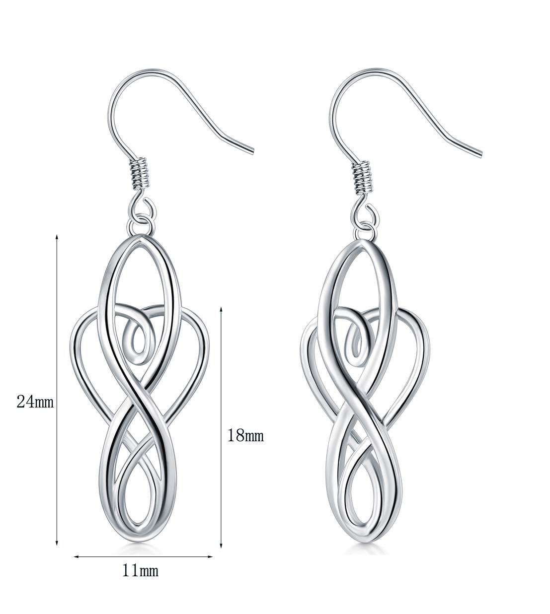 BORUO Sterling Silver Earrings, Celtic Knot Dangle, 925 Metal Type, Good Luck Irish Design for Women